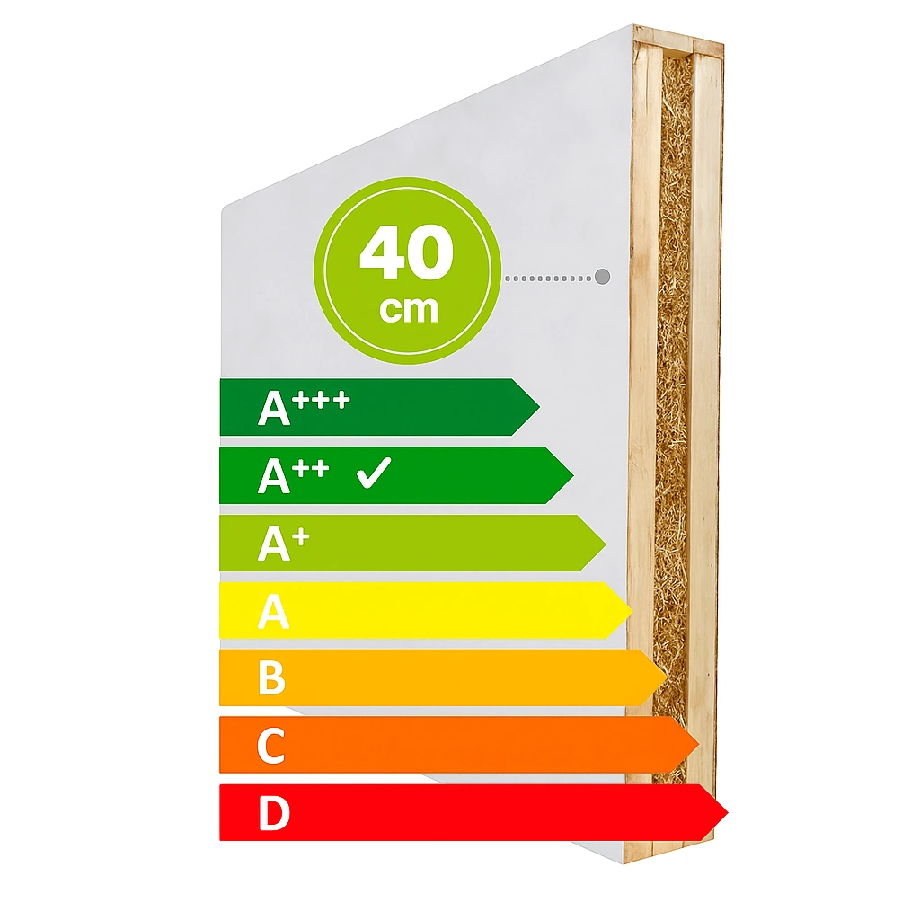 Eco-panel in cross-section with high energy efficiency class