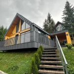 Modern eco house in the SKOGUR village built with straw panels, offering sustainable living and energy efficiency